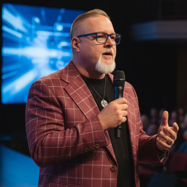 Harrison Painter speaking at an event