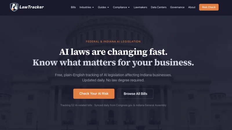 AI Law Tracker. Federal and Indiana AI legislation, updated daily.