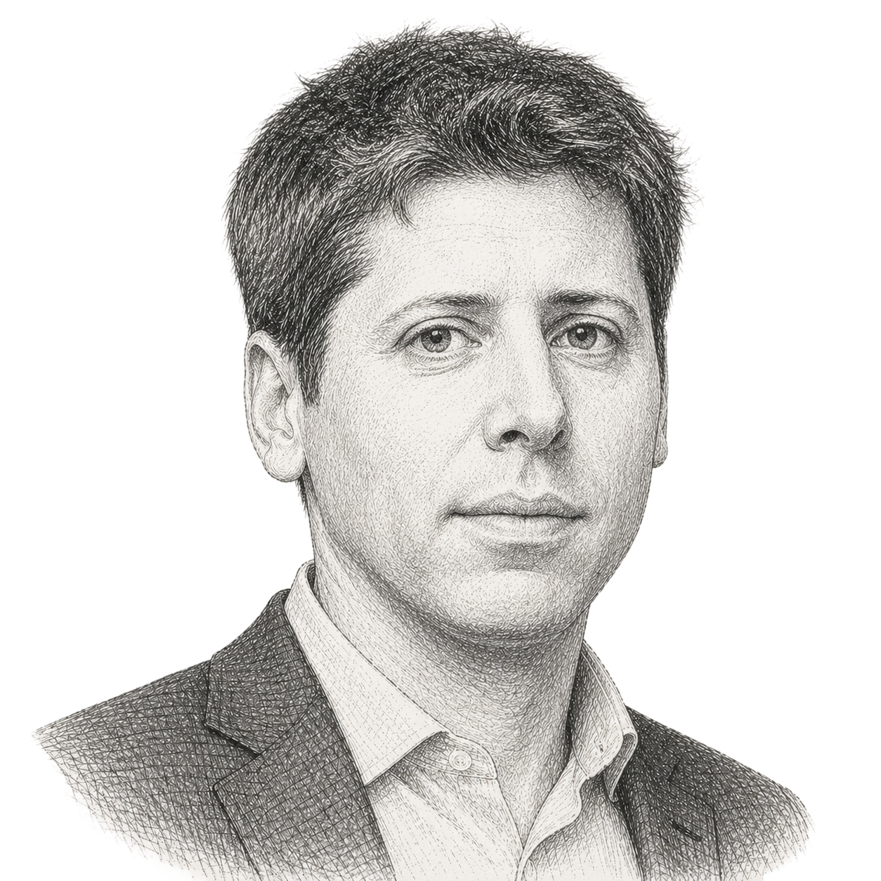 Stylized portrait of Sam Altman