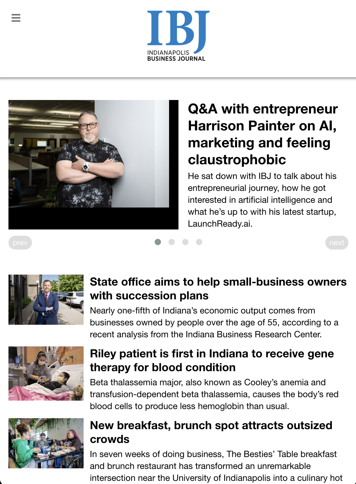 Indianapolis Business Journal homepage lead feature: Q&A with entrepreneur Harrison Painter on AI, marketing and feeling claustrophobic.